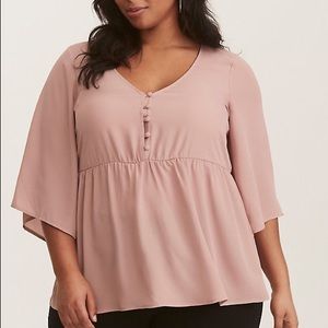 Pink Button-Up Babydoll Top